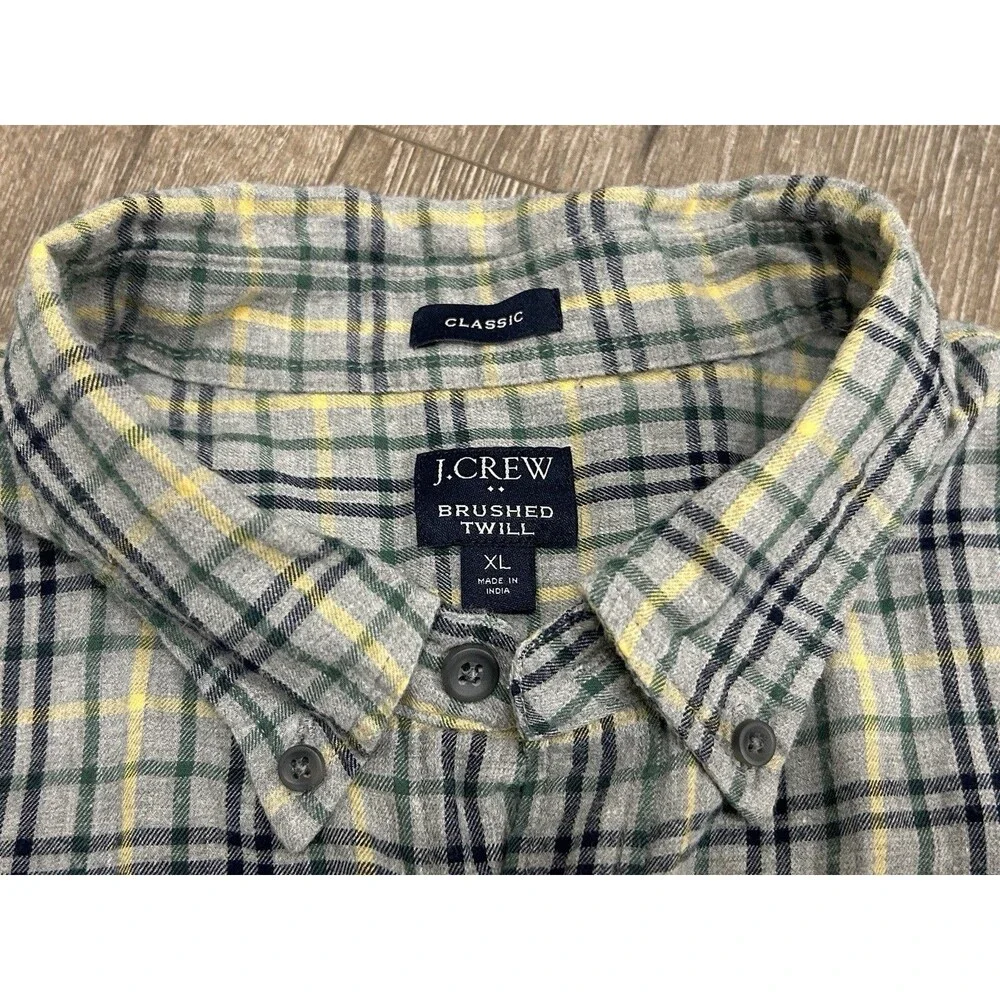 J Crew Brushed Twill Button Down Shirt Mens XL Classic Long Sleeve Plaid AP635